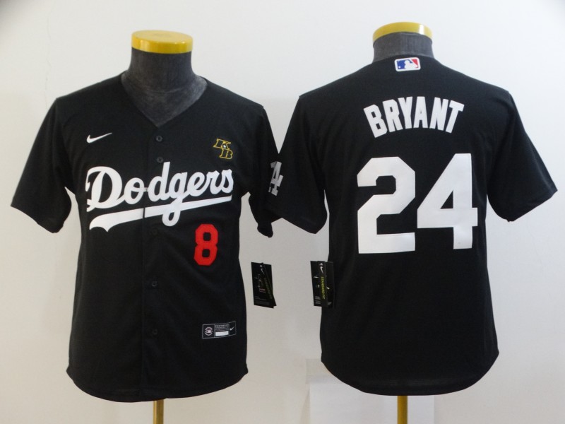 2021 Youth Los Angeles Dodgers 24 Bryant Black Nike Game MLB Jerseys